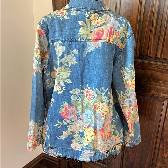 Susan Graver Floral Jean Jacket - Blue and Multicolor - Picture 5 of 8